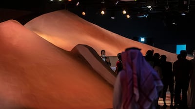 The interior of the pavilion portrays the UAE's rich cultural legacy, community stories, the values of its people, its deep-rooted history and the leadership’s vision for the future. Antonie Robertson / The National