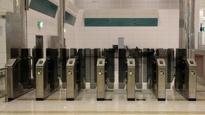 The egate system at the arrival area of Dubai International Airport Terminal 3 in Dubai. Pawan Singh / The National