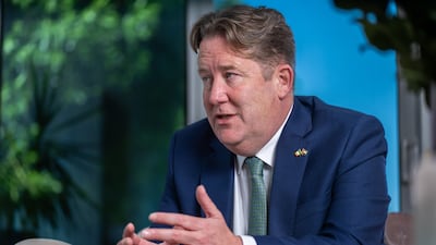 Darragh O’Brien speaks to The National in Abu Dhabi. Ryan Lim for The National