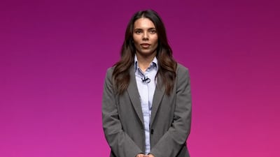 Nadia Fawzi addresses the Labour Party Conference in Liverpool.