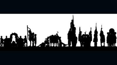 The pupils of Kings' Dubai school posed to create the shapes of Dubai landmarks and a silhouette skyline was designed and auctioned off for Dh25,000 at a school ball last month.