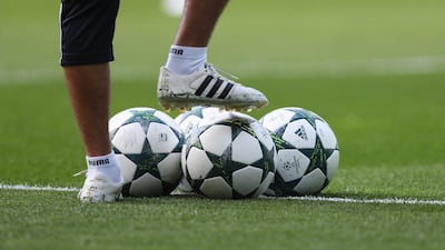 Warm up balls are pictured on the pitch prior to the Uefa Champions League play-off first leg match between Celtic and Hapoel Be’er Sheva at Celtic Park on August 17, 2016 in Glasgow, Scotland. Steve Welsh / Getty Images