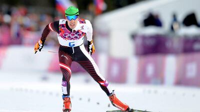 Johannes Duerr of Austria, shown here competing in the 15km+15km Skiathlon competition at the Sochi 2014 Olympic Games, has tested positive for doping, the Austrian Olympic Commitee announced February 23, 2014. EPA/ROLAND SCHLAGER