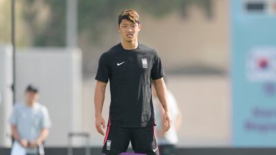 South Korea's Hwang Hee-chan during training. AP