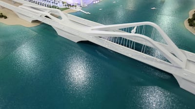 A model of the Sheikh Zayed Bridge on display at City Scape in Abu Dhabi in April 2010. Sammy Dallal for The National