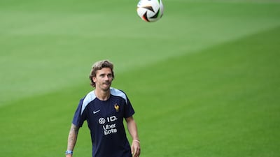 France's Antoine Griezmann trains. PA