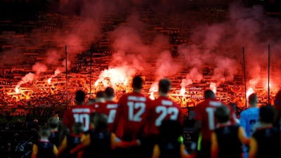 Young Boy's fans during the Uefa Champions League Group H match against Manchester United at Old Trafford. EPA