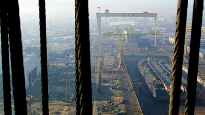 Harland and Wolff dockyard in Belfast, once one of the UK's major ship-building hubs.