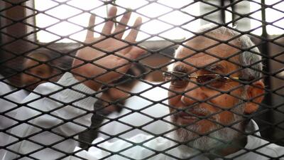Egyptian Muslim Brotherhood's supreme guide, Mohamed Badie, during a trial in Cairo. Ahmed Gamil / AFP
