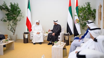 Sheikh Mohamed in conversation with Sheikh Ahmad Abdullah Al Sabah, the Prime Minister of Kuwait