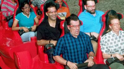The Emmy awarded star from ‘Modern Family’ Ty Burrell and his wife paid a visit to Ferrari World Abu Dhabi. Courtesy Ferrari World