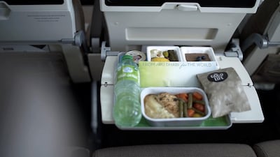 Etihad's eco-flight focused on replacing on-board products with locally produced, UAE-sourced sustainable alternatives. Courtesy Etihad