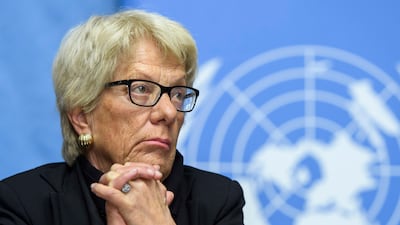 Carla del Ponte resigned from the United Nations independent commission of inquiry on Syria on August 7, 2017 after a five-year stint, decrying Security Council inaction to hold criminals in the conflict accountable. Martial Trezzini / Keystone via AP / March 1, 2017