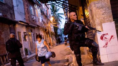 BOPE, the military police elite troop battalion, enter the unpacified Complexo da Mare. (Buda Mendes / Getty Images / March 30, 2014)