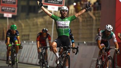 Mark Cavendish of Great Britain and Team Dimension Data celebrates winning the stage. Tom Dulat / Getty Images