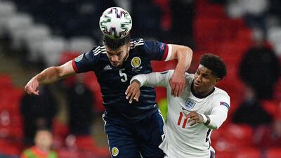 Grant Hanley 7 - Marked runs well and looked unphased by Harry Kane - a calm figure in the middle of Steve Clarke’s defence. Reuters