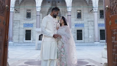 Ahmed Raza, the UAE cricket captain, and his bride Mehreen Ahmed Tahir in Istanbul. Courtesy Ahmed Raza