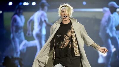 Justin Bieber performs during his "Purpose World Tour" stop at Staples Center on Sunday, March 20, 2016, in Los Angeles. (Photo by Chris Pizzello/Invision/AP)