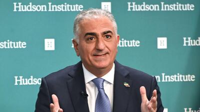 Reza Pahlavi speaks at the Hudson Institute in Washington, DC on Wednesday. AFP