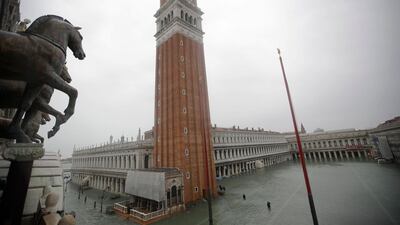 A general view of a flooded St. Mark's Square in Venice, Italy. AP Photo