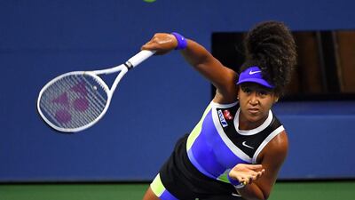 Naomi Osaka hits the ball against Misaki Doi. Robert Deutsch-USA TODAY Sports