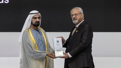 Prof Charbel Dagher, from Lebanon, was given the literature and arts award for his contributions to poetry, writing, literary criticism and the study of Arabic arts