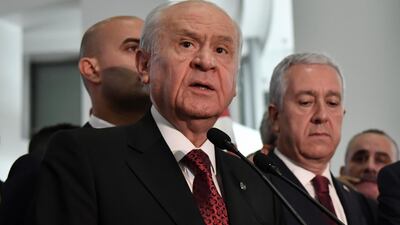 Ankara summoned the United States charge d’affaires on Sunday after a Twitter account belonging to the country's embassy liked a tweet that suggested Devlet Bahceli, leader of Turkey's Nationalist Movement Party, or MHP, could die soon. MHP Press Service via AP
