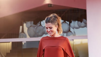 Francesca Valtorta in an Erica Cavallini gown on the red carpet ahead of the movie 'Padrenostro' at the 77th Venice Film Festival. Getty Images