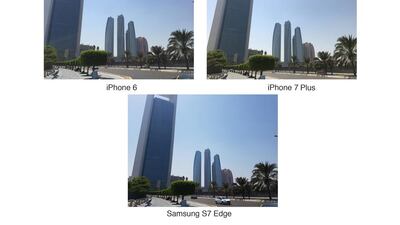 A sunny daylight photo of the new Adnoc HQ and Etihad Towers on the Abu Dhabi Corniche. Delores Johnson / The National