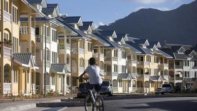 The Perseverance housing development in Victoria, the Seychelles’ capital on Mahe island. The affordable-housing project, which will provide 2,000 houses once finished, is being built with the help from the UAE. Silvia Razgova / The National
