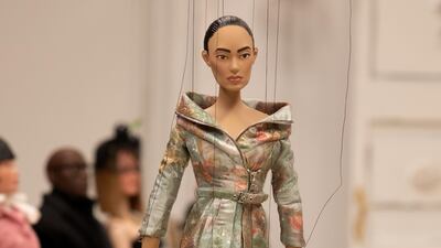 A look from Moschino’s spring / summer 2021 womenswear collection, which was presented as a short film, with marionettes by Jim Henson’s Creature Shop modelling scaled down versions of the clothes. Courtesy Moschino