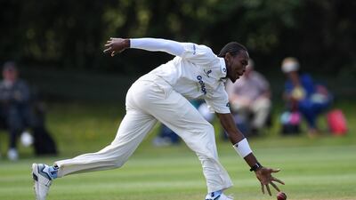 Archer looks to field the ball of his own bowling. Getty