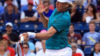 Denis Shapovalov of Canada plays a shot against Nick Kyrgios of Australia during Day 1 of the Toronto Masters at the Aviva Centre on July 25, 2016 in Toronto, Ontario, Canada. Vaughn Ridley / Getty Images / AFP
