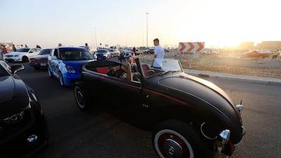 Crowds gathered for the Fast and Furious "Extreme Car Park" at Studio City.