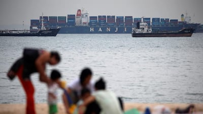 The Hanjin Rome lies stranded in Singapore waters on September 22, 2016. The company may be forced to sell assets as it battles to stay afloat. Edgar Su / Reuters
