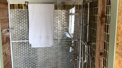 The tiny house holds enough water for a family to travel in it for up to a week before it needs refilling