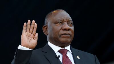 Cyril Ramaphosa takes the oath of office at Loftus Versfeld stadium, Pretoria, as he is inaugurated as president Reuters