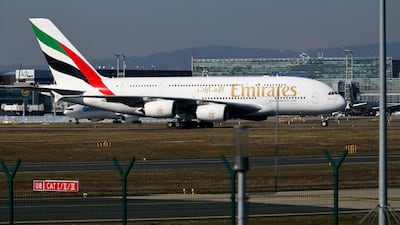 An Emirates plane with German tourists back from the Middle East arrives from Dubai at the airport in Frankfurt. Reuters