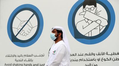 The new screening drive through for COVID-19, Zayed Sports City, Abu Dhabi. Chris Whiteoak / The National