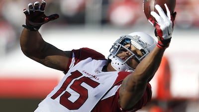 Arizona Cardinals wide receiver Michael Floyd (15) catches a pass against the San Francisco 49ers during the first half of an NFL football game in Santa Clara, Calif. Tony Avelar / AP