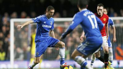 Nemanja Matic, left, is the kind of robust anchor midfielder that Jose Mourinho prefers. Adrian Dennis / AFP