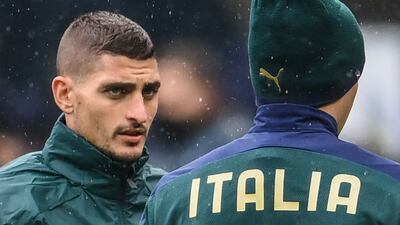 Marco Verratti attends a training session at the San Siro. AFP