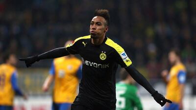 Pierre-Emerick Aubameyang scored twice for Borussia Dortmund on Friday night. Ronny Hartmann / AFP