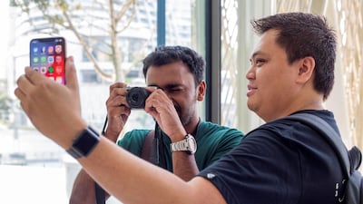 iPhone fans at the launch of iPhone XS at Apple store in Dubai Mall.