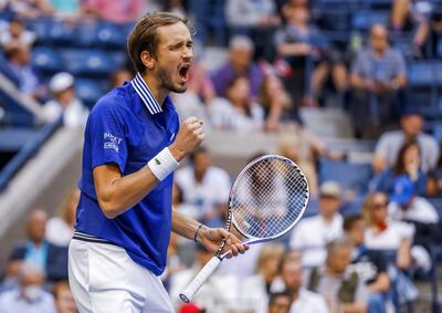 Daniil Medvedev of Russia reacts against Felix Auger-Aliassime of Canada. EPA