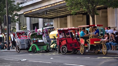 Tens of bikes line up around London's West End. Shahzad Sheikh for The National