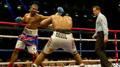 David Haye lands a left on Dereck Chisora during their Luxembourg-sanctioned bout in London