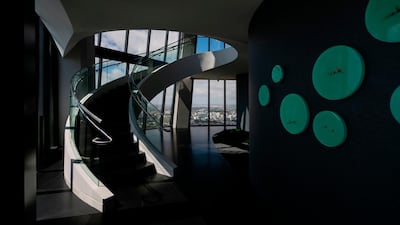 A view of the stairs leading to the indoor pool on the rooftop level. AFP
