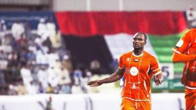 Dubai, UAE, December 5 2012: Al Nasr and Ajman battled it out tonight at the Maktoum Stadium. Unfortunately neither side had much to celebrate as the teams ended the match in a 1-1 draw. Seen here are players from Ajman celebrating their club's equalizing goal. Lee Hoagland/The National