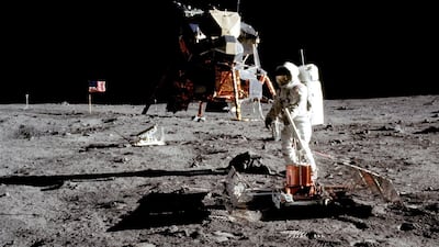 Aldrin deploys the Passive Seismic Experiment Package. NASA / EPA